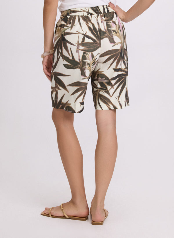 Laura Tropical Linen-Blend Shorts