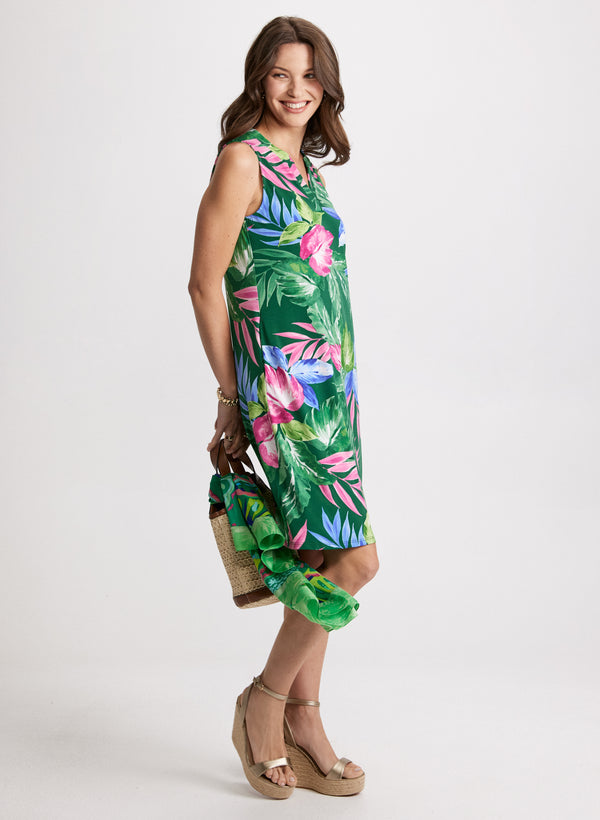Laura Tropical Print A-Line Dress