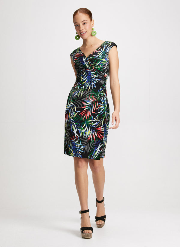 laura Tropical Wrap-Style Dress