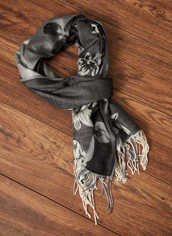 laura Two Tone Floral Jacquard Scarf