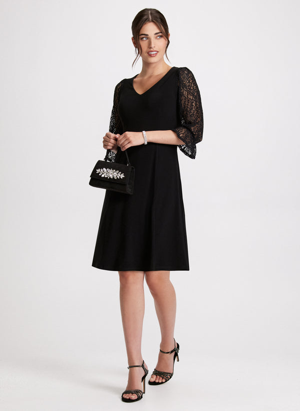 laura V-Neck Lace Detail Evening Dress