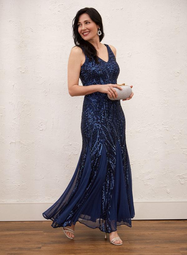 laura V-Neck Sequin Dress