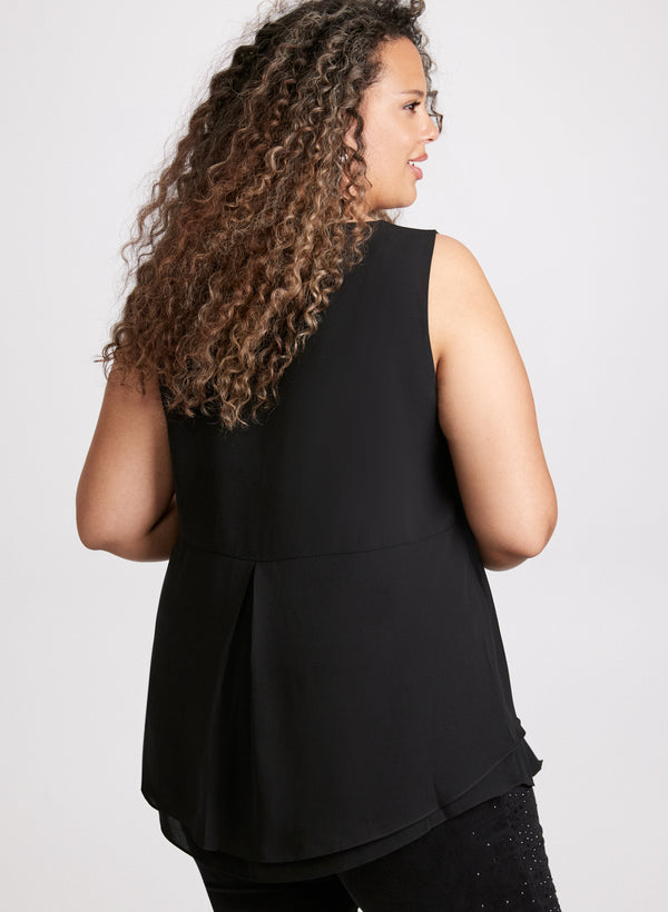 Laura V-Neck Sleeveless Layered Blouse
