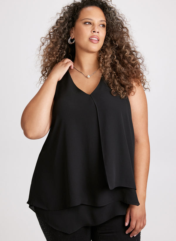 laura V-Neck Sleeveless Layered Blouse