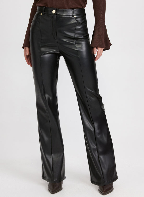laura Vegan Leather Flare-Leg Pants