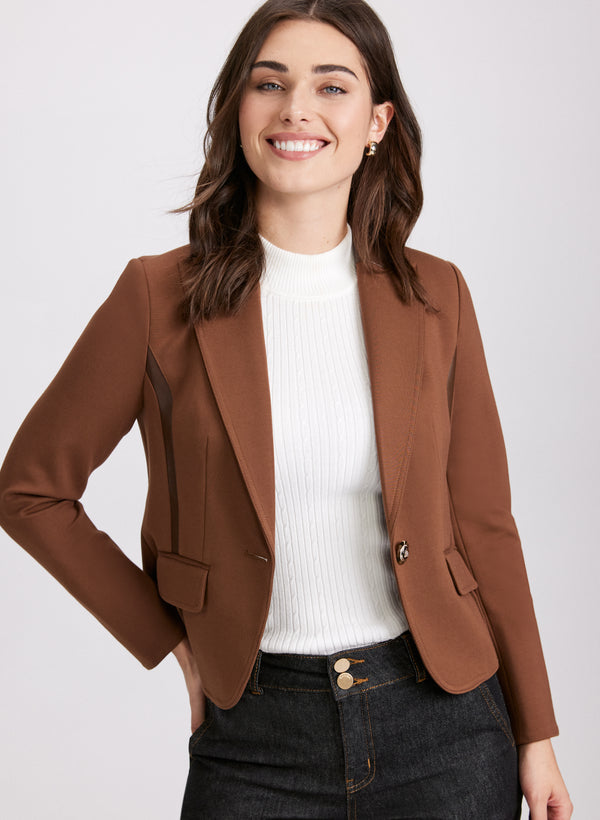 Laura Vegan Leather Trim Blazer