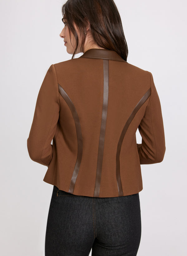 Laura Vegan Leather Trim Blazer