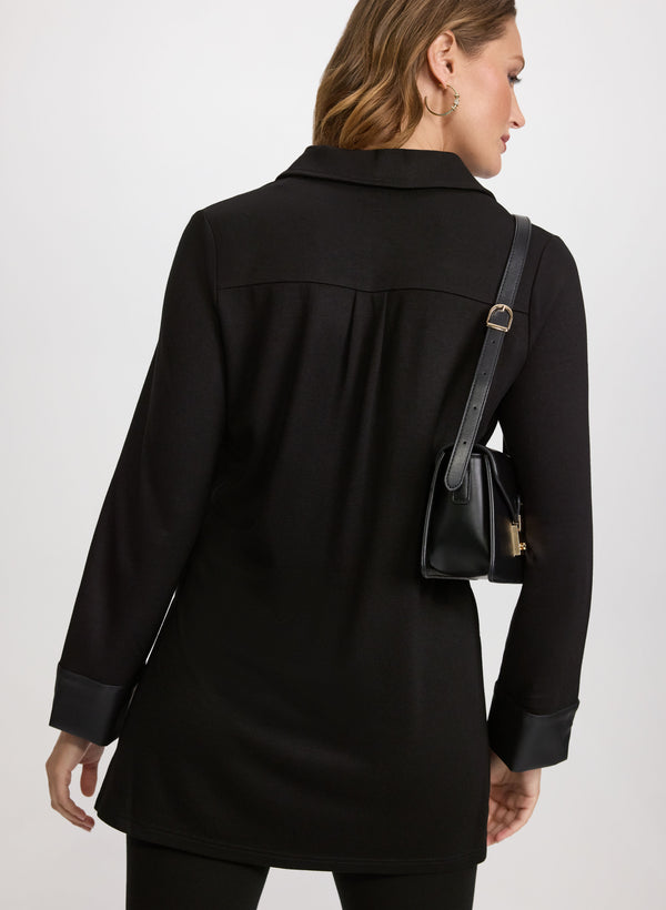 Laura Vegan Leather Trim Top