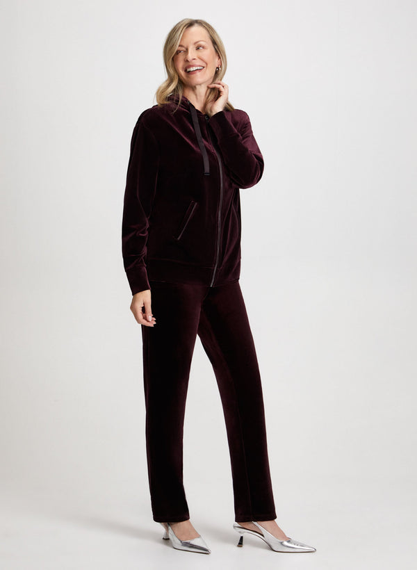 Laura Velour Straight Leg Pull-On Pants