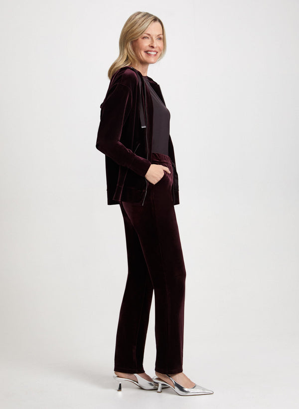 Laura Velour Straight Leg Pull-On Pants