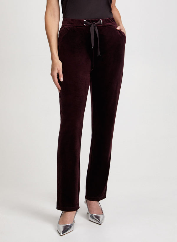 laura Velour Straight Leg Pull-On Pants