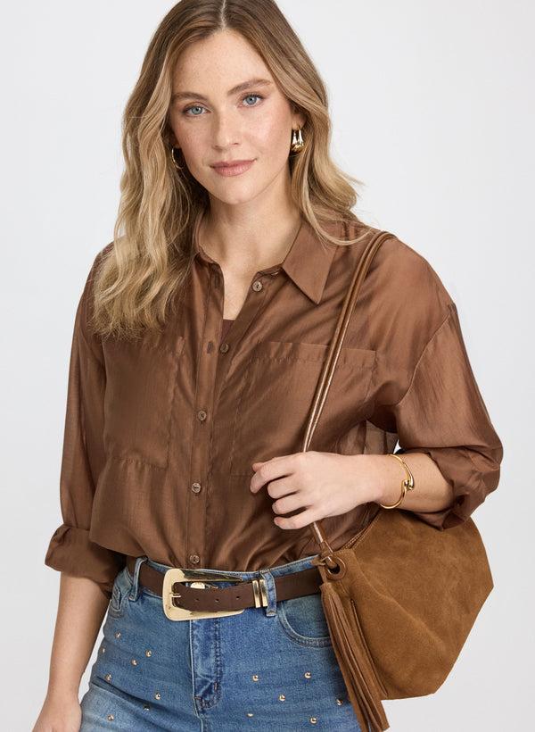laura Voile Button-Down Blouse