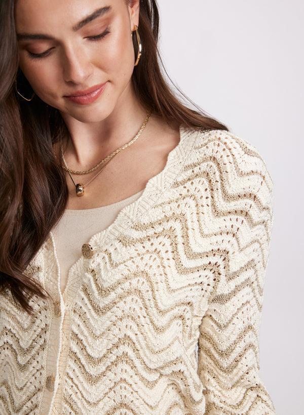 Laura Wavy Pointelle Knit Cardigan