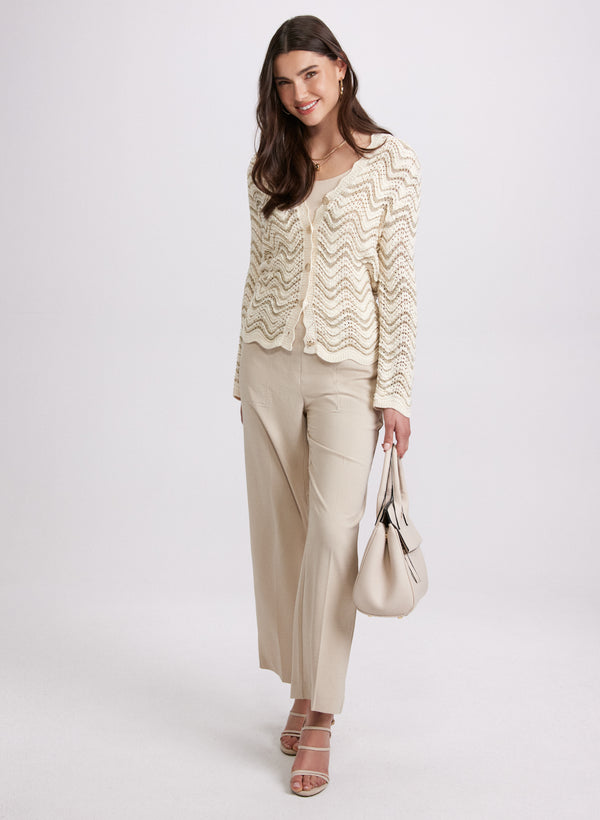 Laura Wavy Pointelle Knit Cardigan