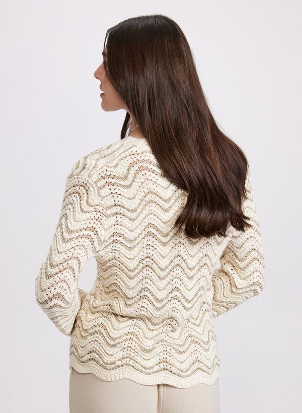 Laura Wavy Pointelle Knit Cardigan