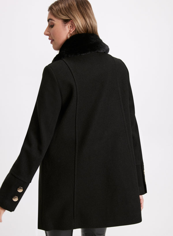 Laura Wool-Blend Faux Fur Collar Coat