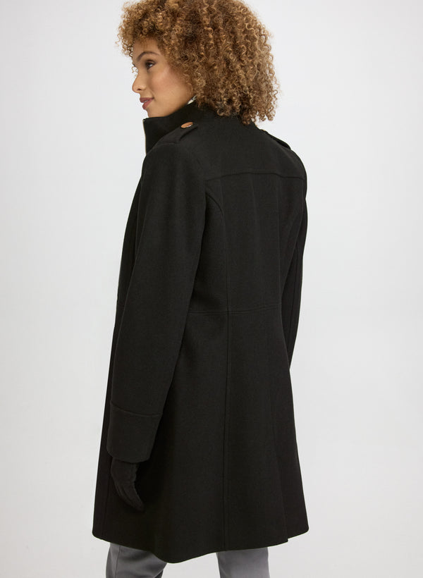 Laura Zip Front Wool-Blend Coat