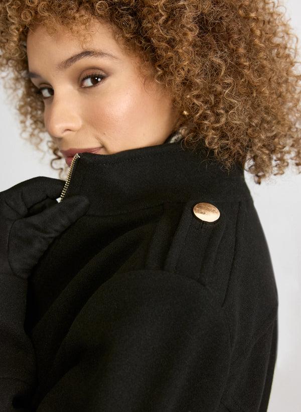 Laura Zip Front Wool-Blend Coat