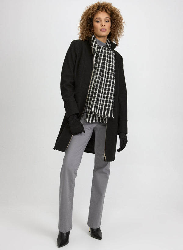 laura Zip Front Wool-Blend Coat