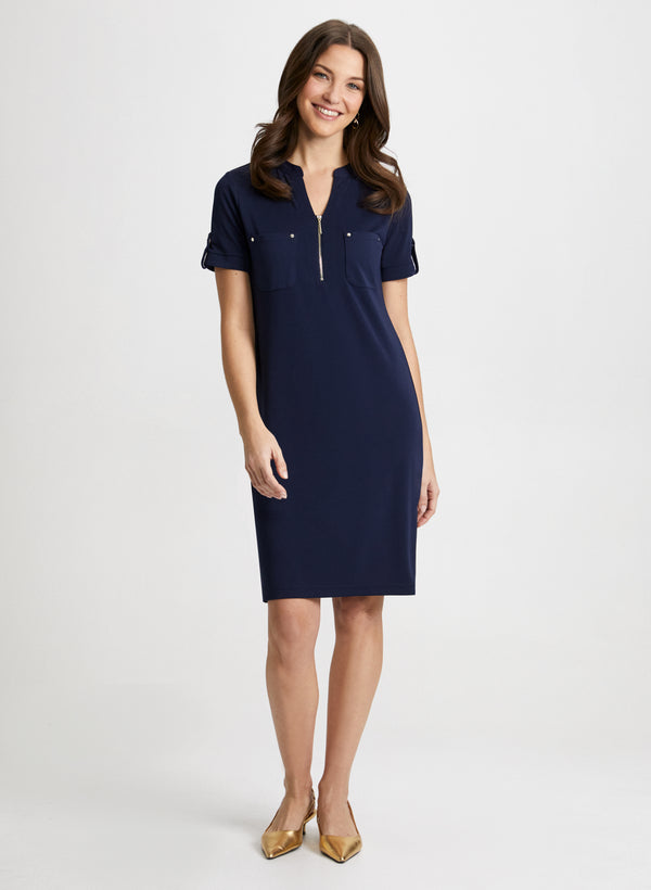 laura Zip Neck Dress