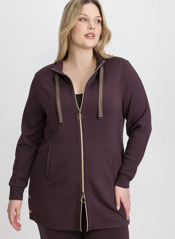 laura Zip-Up Long Sleeve Top