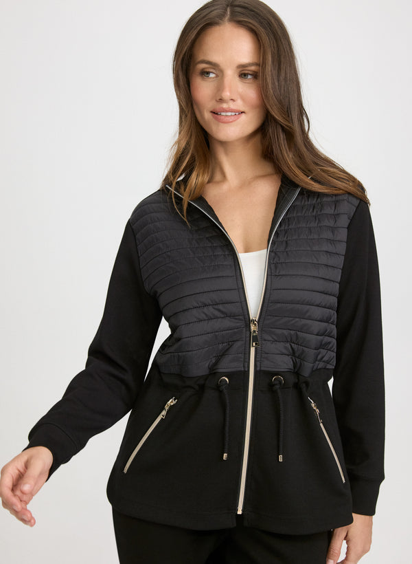 laura Zip-Up Nylon Detail Top