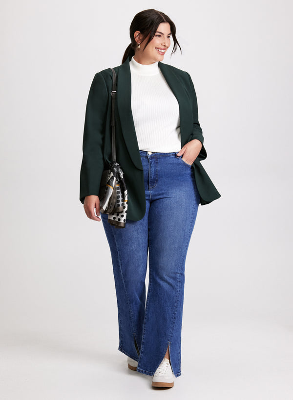 laura Shawl Collar 3/4 Sleeve Jacket & High Rise Flared Leg Jeans