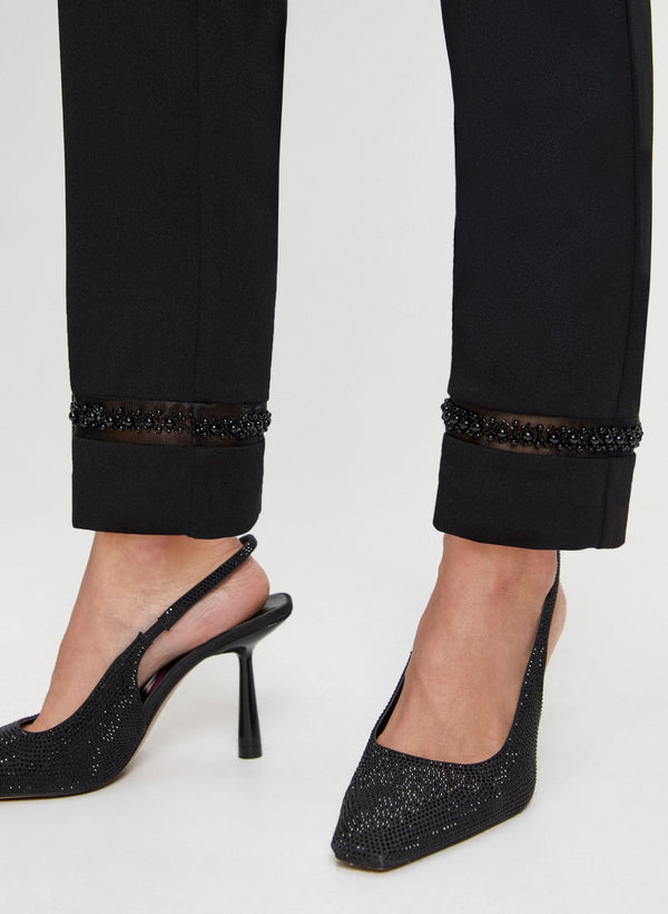 Laura Sofia Pearl Detail Straight-Leg Pants - Regular