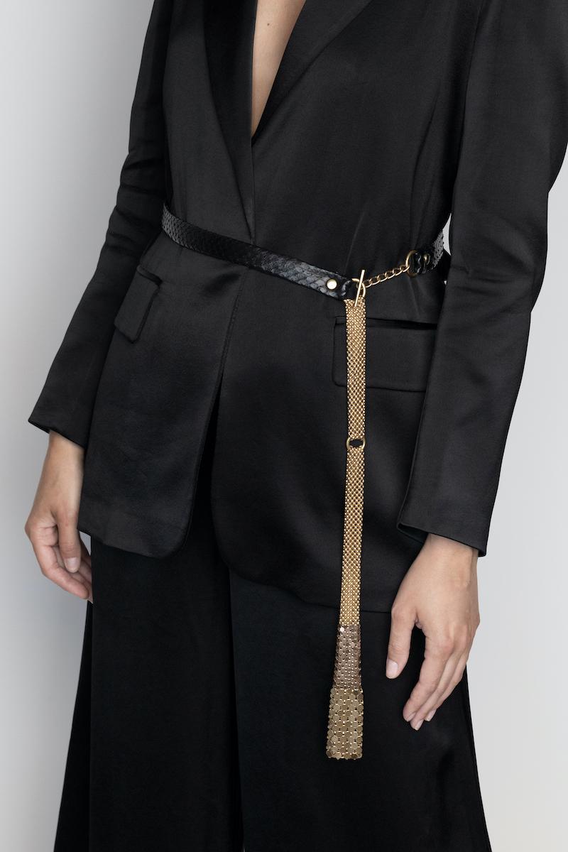 Laura B Dominique Belt Black Python Gold (Only By Order)