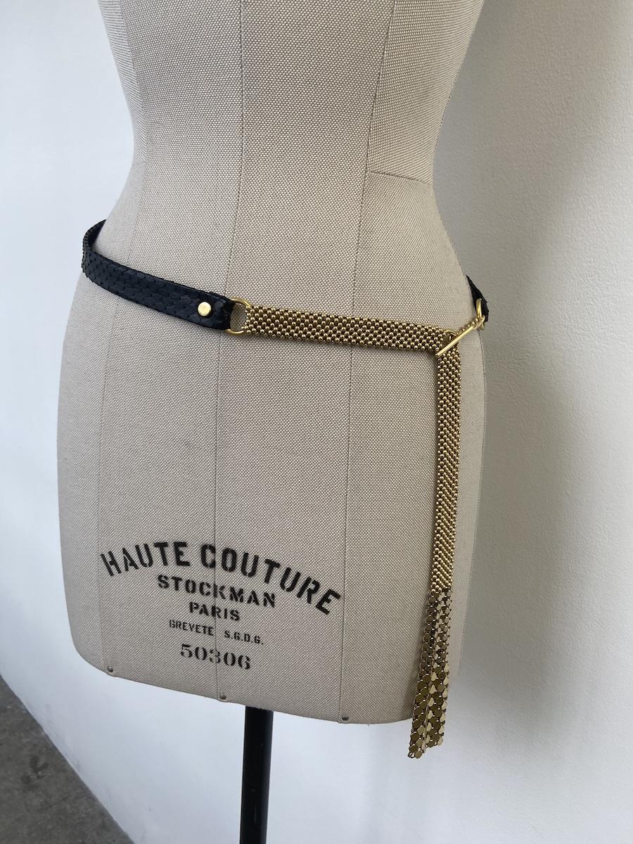 Laura B Dominique Belt Black Python Gold (Only By Order)