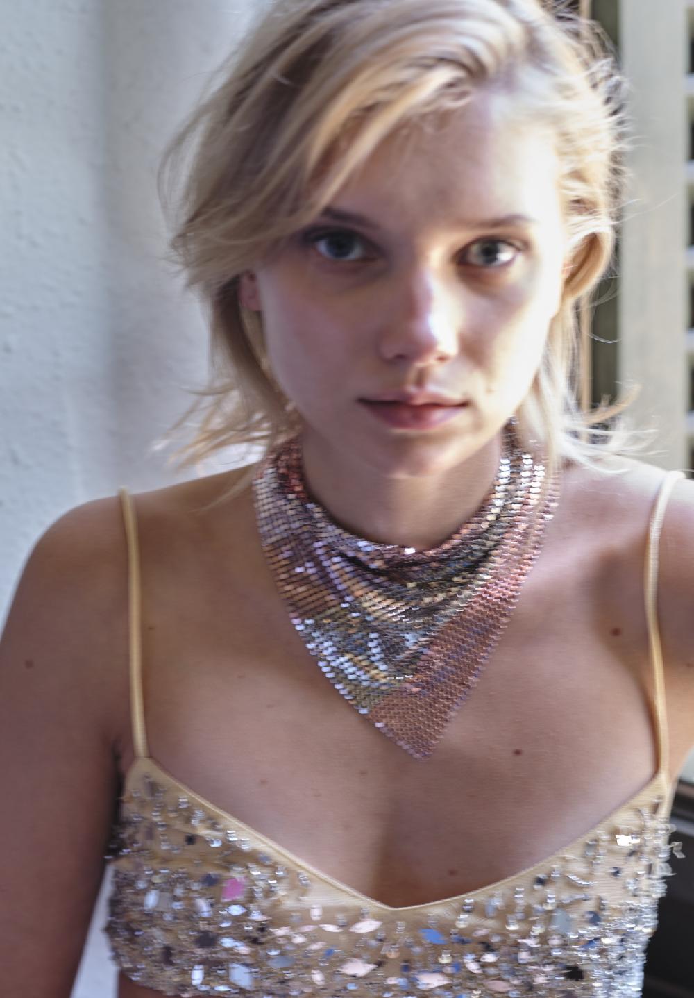 Laura B Daisy Bandana Necklace Pink