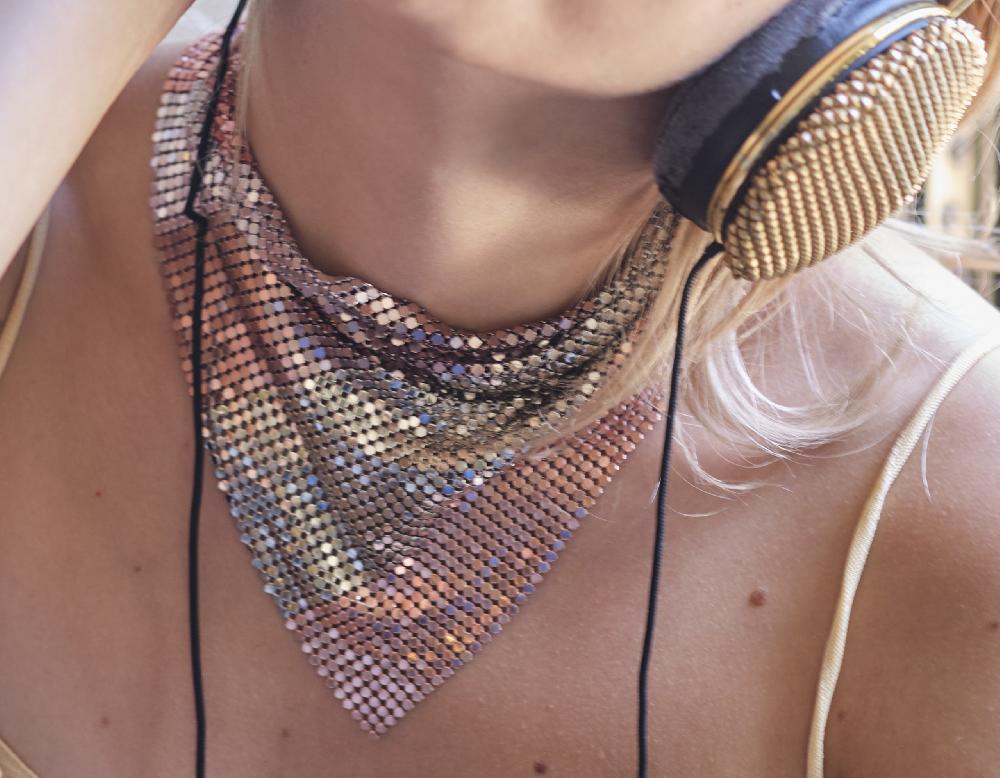 Laura B Daisy Bandana Necklace Pink