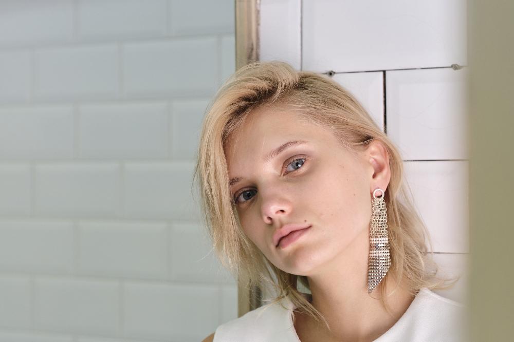 Laura B Jemma Earrings White-silver