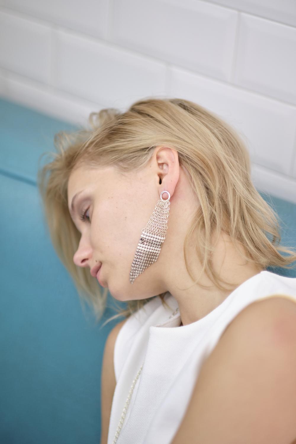 Laura B Jemma Earrings White-silver