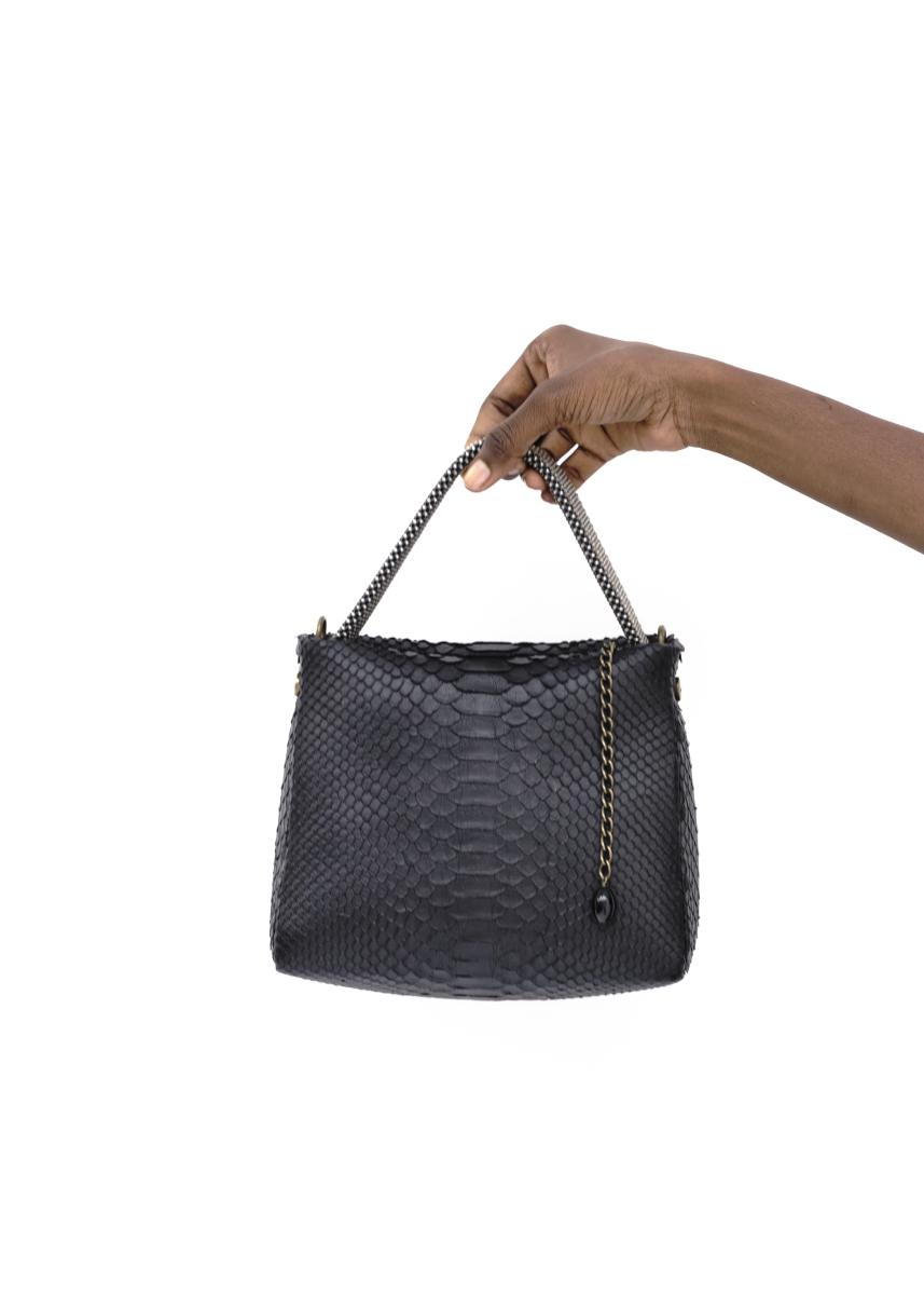 laura b Pauline Handbag Black Python (only by order)
