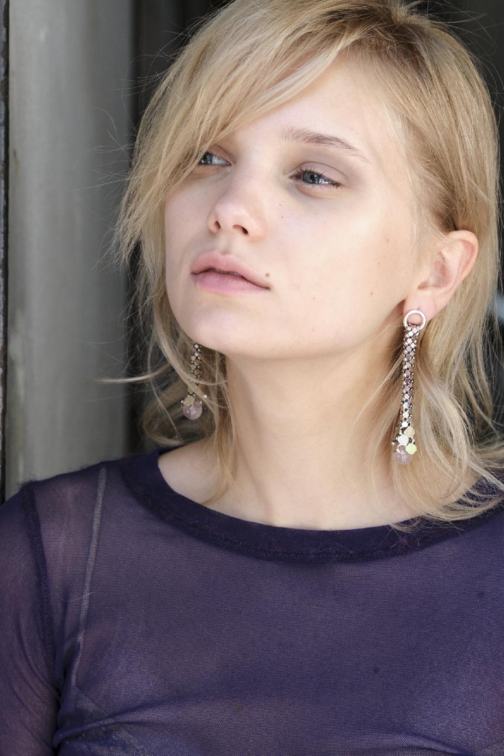 Laura B Rose Pearl Earrings