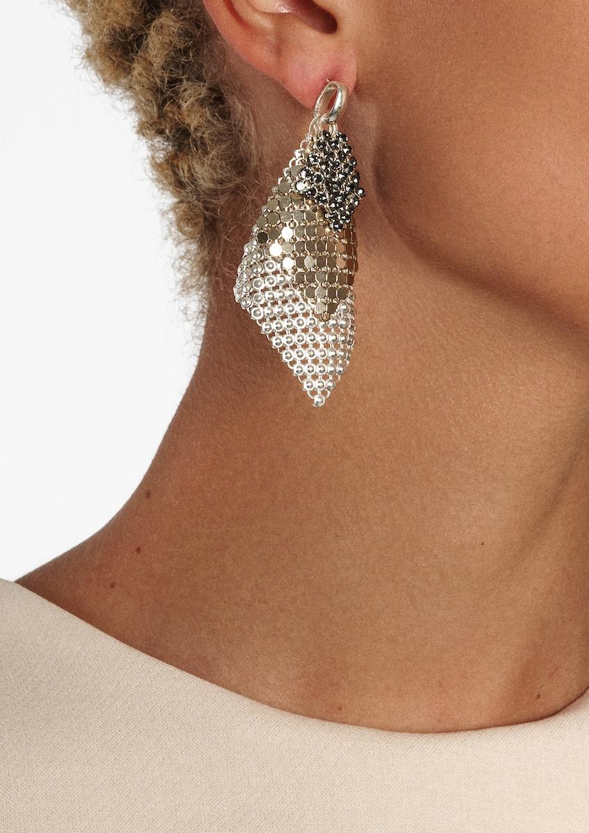 Laura B Sparkle Earrings White-Gold-Grey
