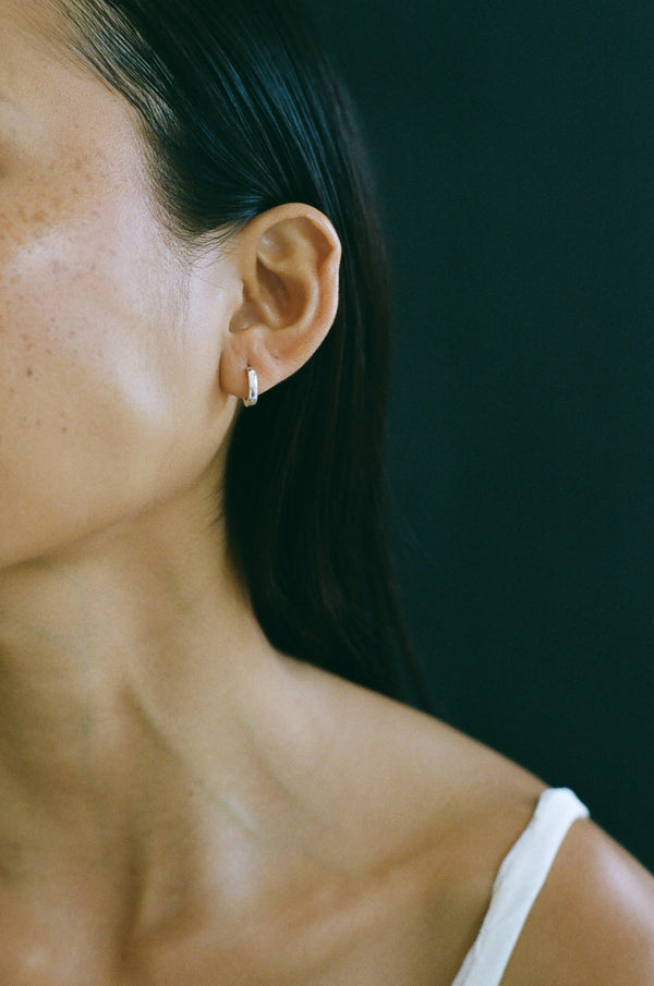 Laura Lombardi Silver Clutch Hoops