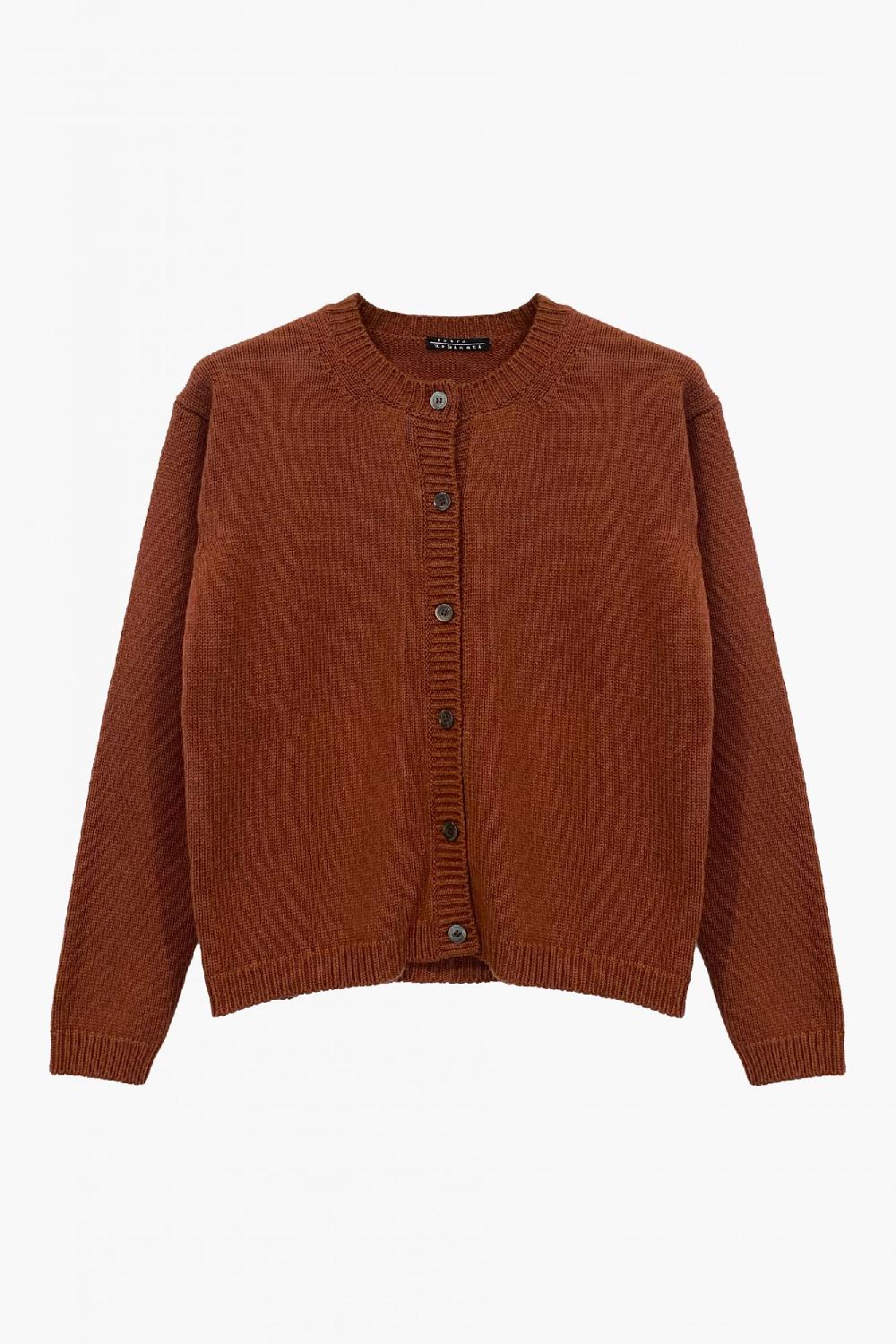 laura urbinati CHUNKY CREW NECK CARDIGAN CHUNKY 100% CASHMERE MADE IN ITALY