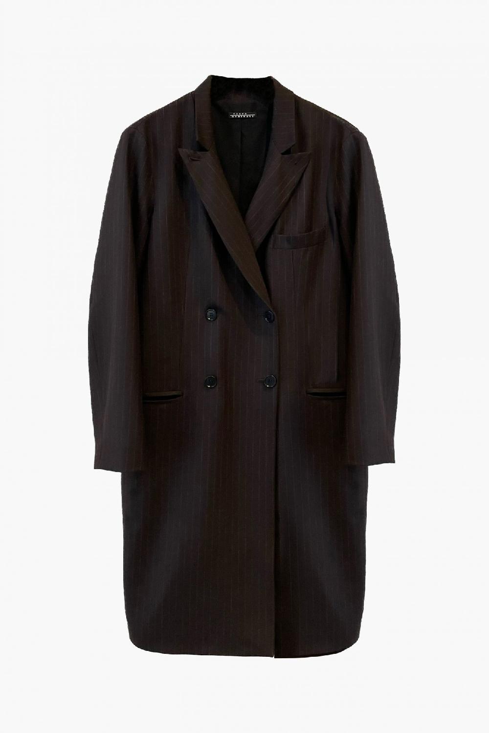 Laura Urbinati DOUBLE BREASTED COAT WOOL PINSTRIPES