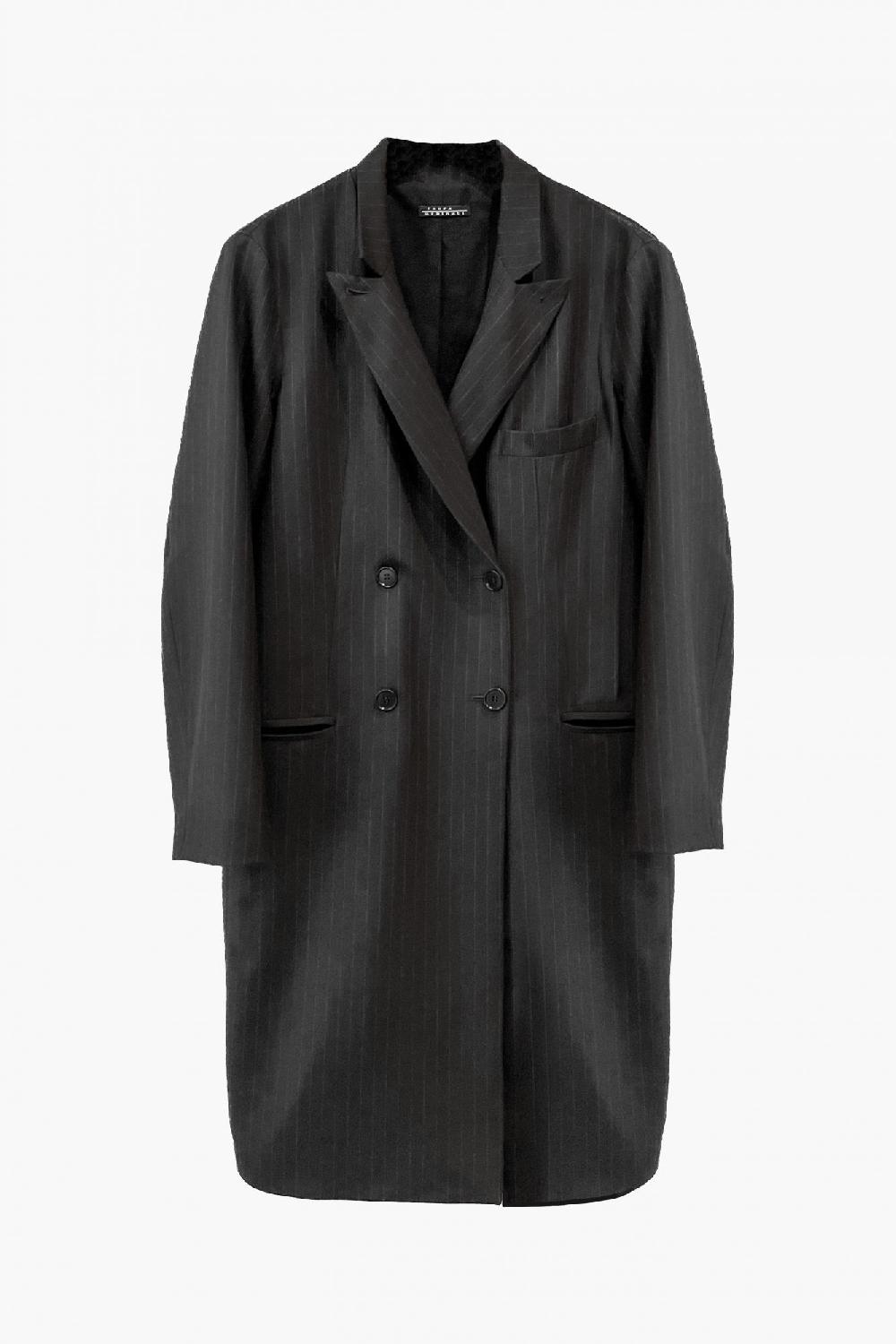 laura urbinati DOUBLE BREASTED COAT WOOL PINSTRIPES