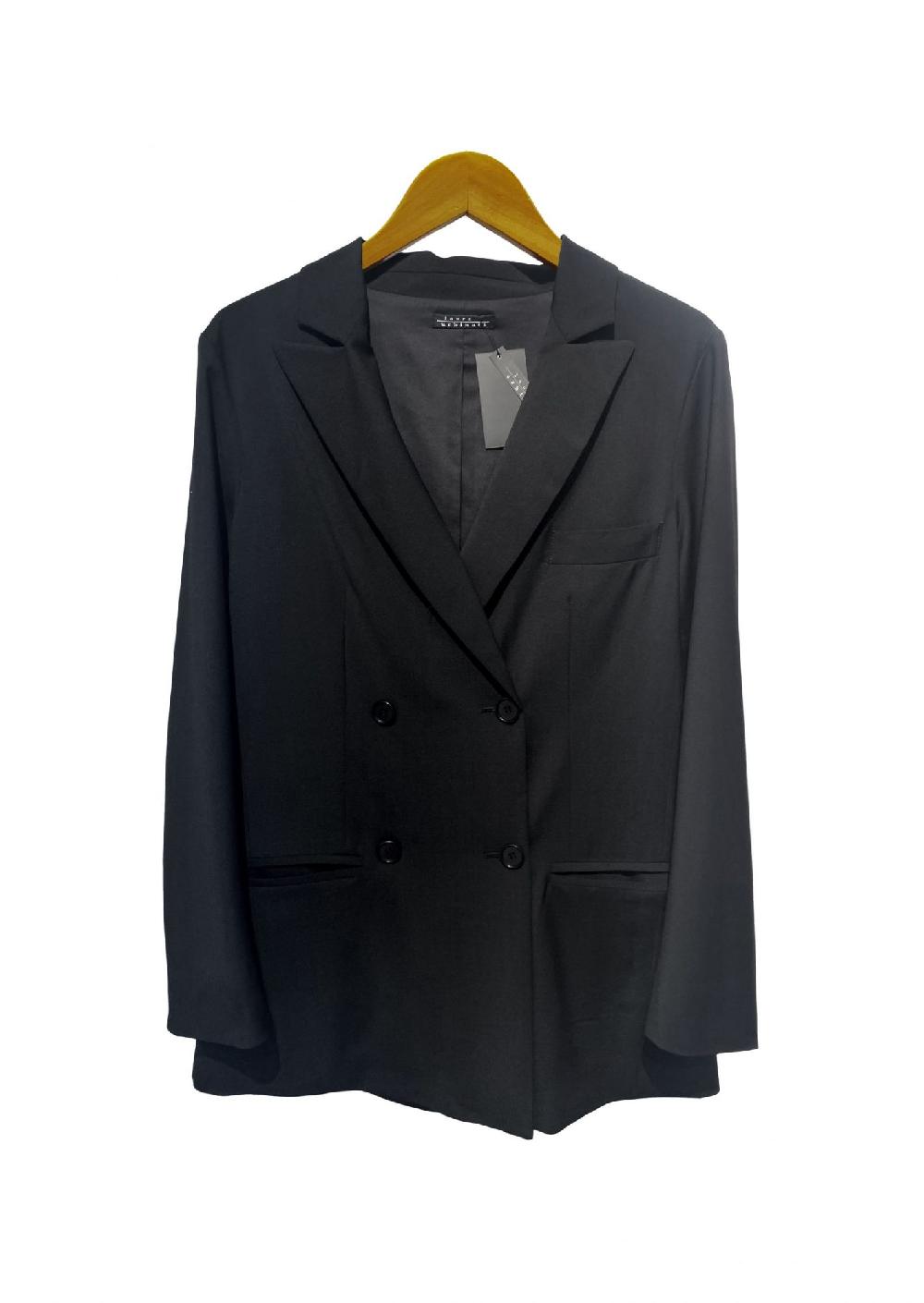 laura urbinati DOUBLE BREASTED OVERSIZE BLAZER STRETCH WOOL