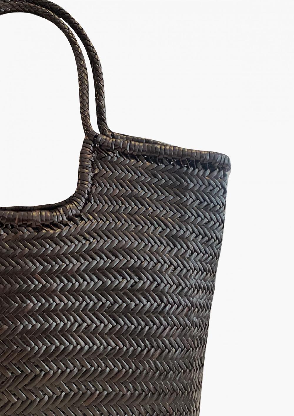 Laura Urbinati DRAGON DIAGONAL TRIPLE JUMP BROWN 100% LEATHER