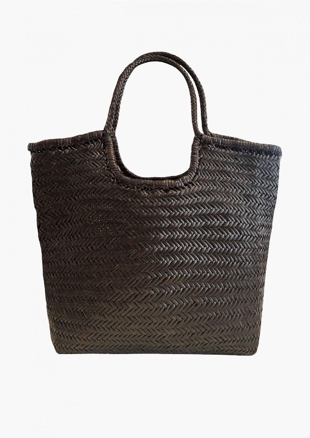 laura urbinati DRAGON DIAGONAL TRIPLE JUMP BROWN 100% LEATHER