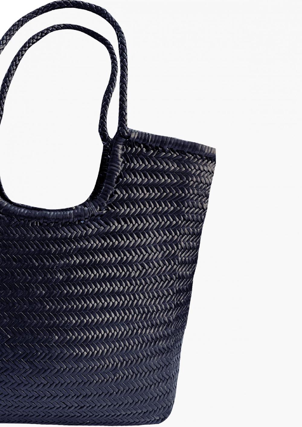 Laura Urbinati DRAGON DIAGONAL TRIPLE JUMP NAVY 100% LEATHER