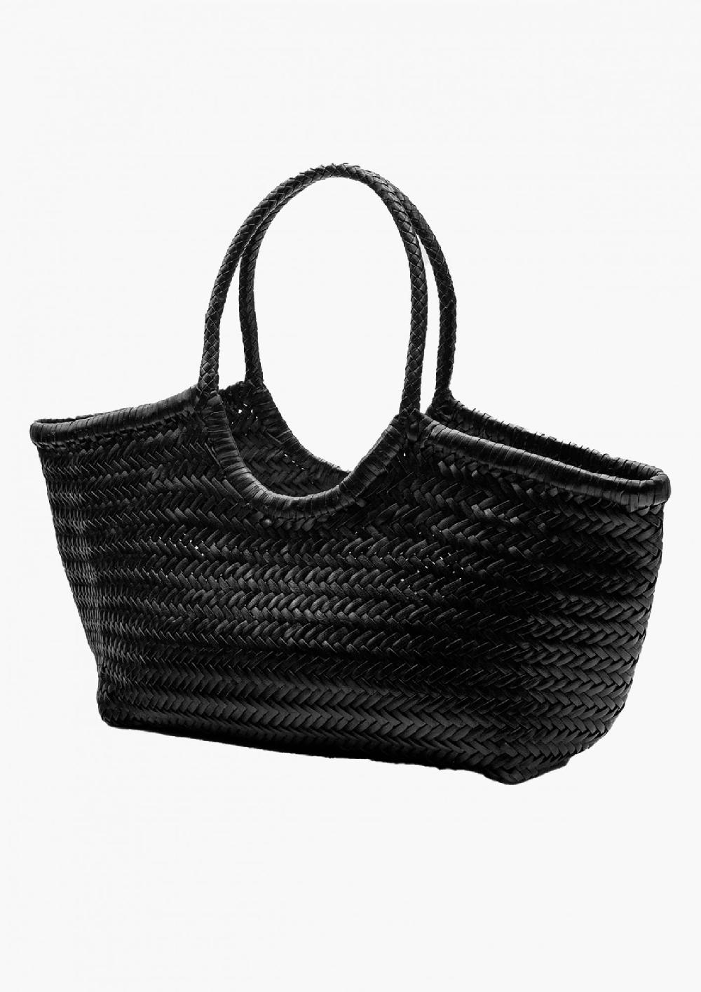 Laura Urbinati DRAGON NANTUCKET BASKET BIG BLACK 100% LEATHER
