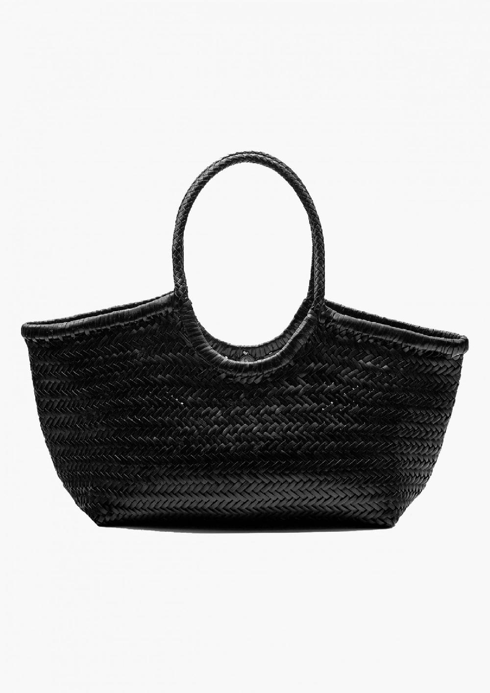 laura urbinati DRAGON NANTUCKET BASKET BIG BLACK 100% LEATHER