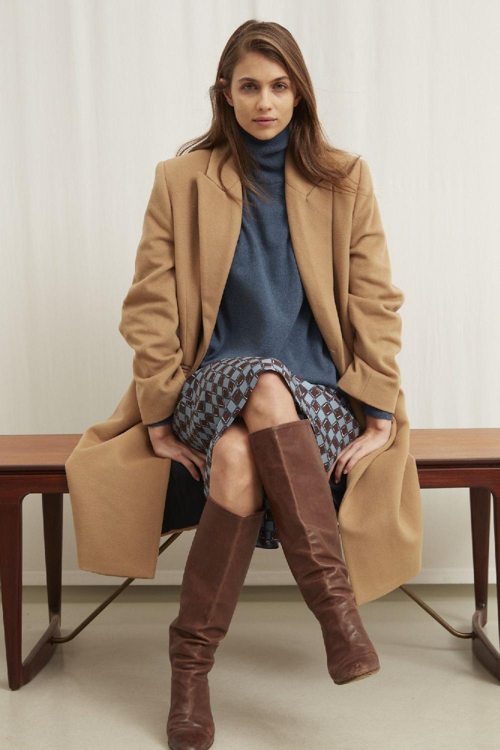 Laura Urbinati ELASTIC WAIST SKIRT SILK TWILL DAMIER PRINT