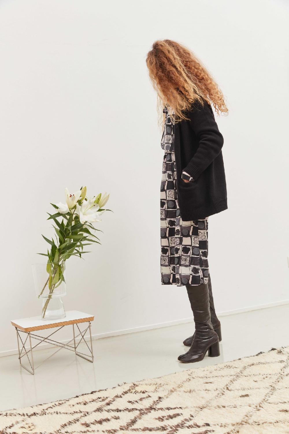 laura urbinati ELASTIC WAIST SKIRT SILK TWILL FIORI MO PRINT