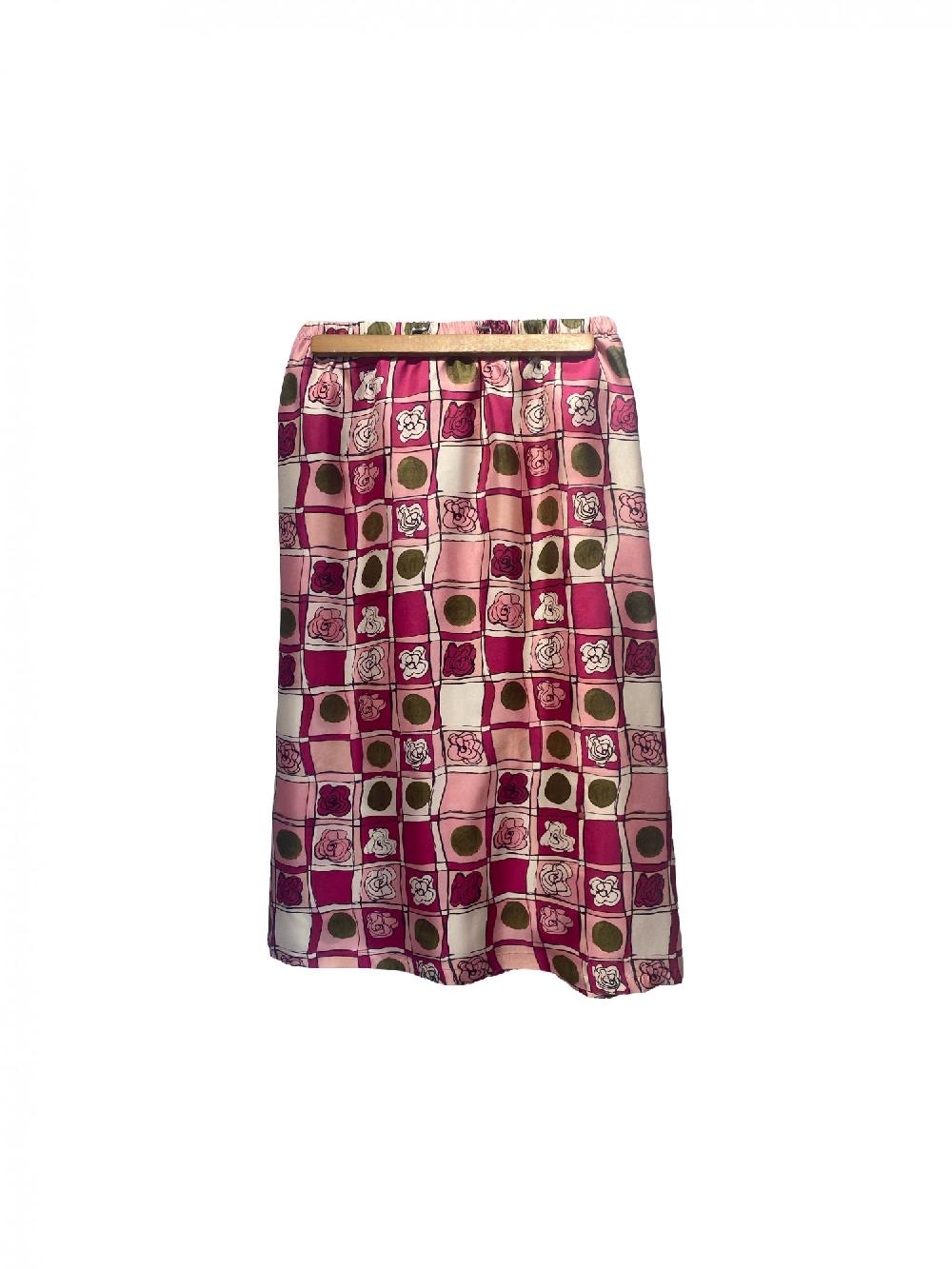 laura urbinati ELASTIC WAIST SKIRT SILK TWILL FIORI MO PRINT